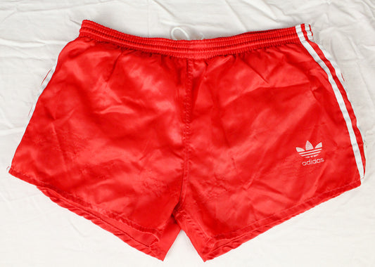 Adidas satin football shorts red Large