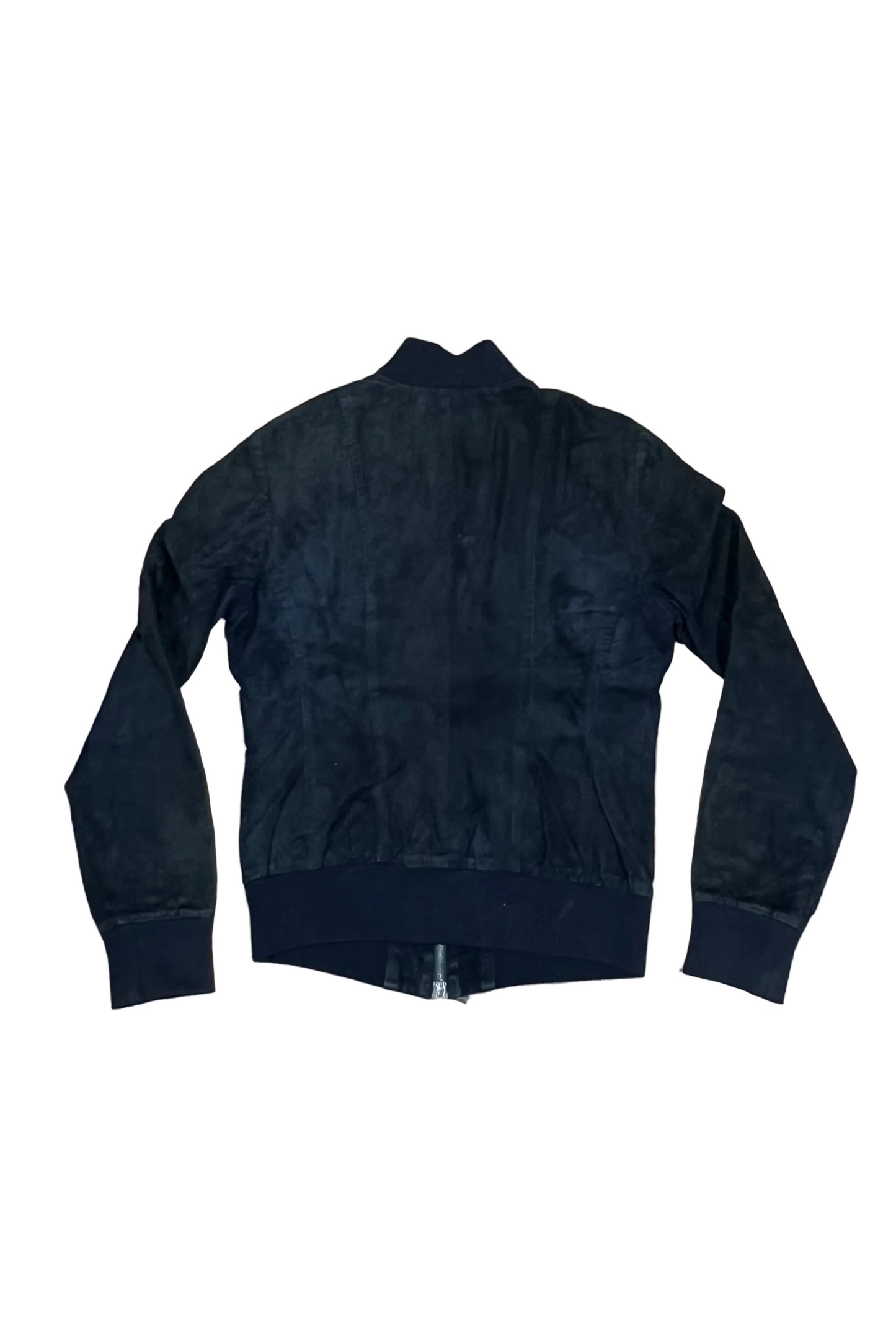 🔥 Negro Navy Blue Suede Effect Bomber Jacket - XSmall