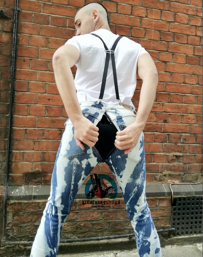 Super Skinny Fit Stretch-Denim Bleachers blau mit durchgehendem Reißverschluss hinten