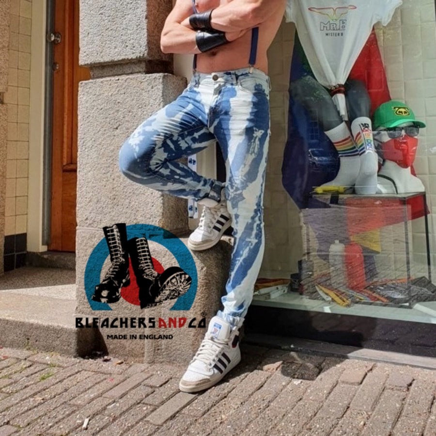 Décolorants en denim stretch coupe super skinny bleu