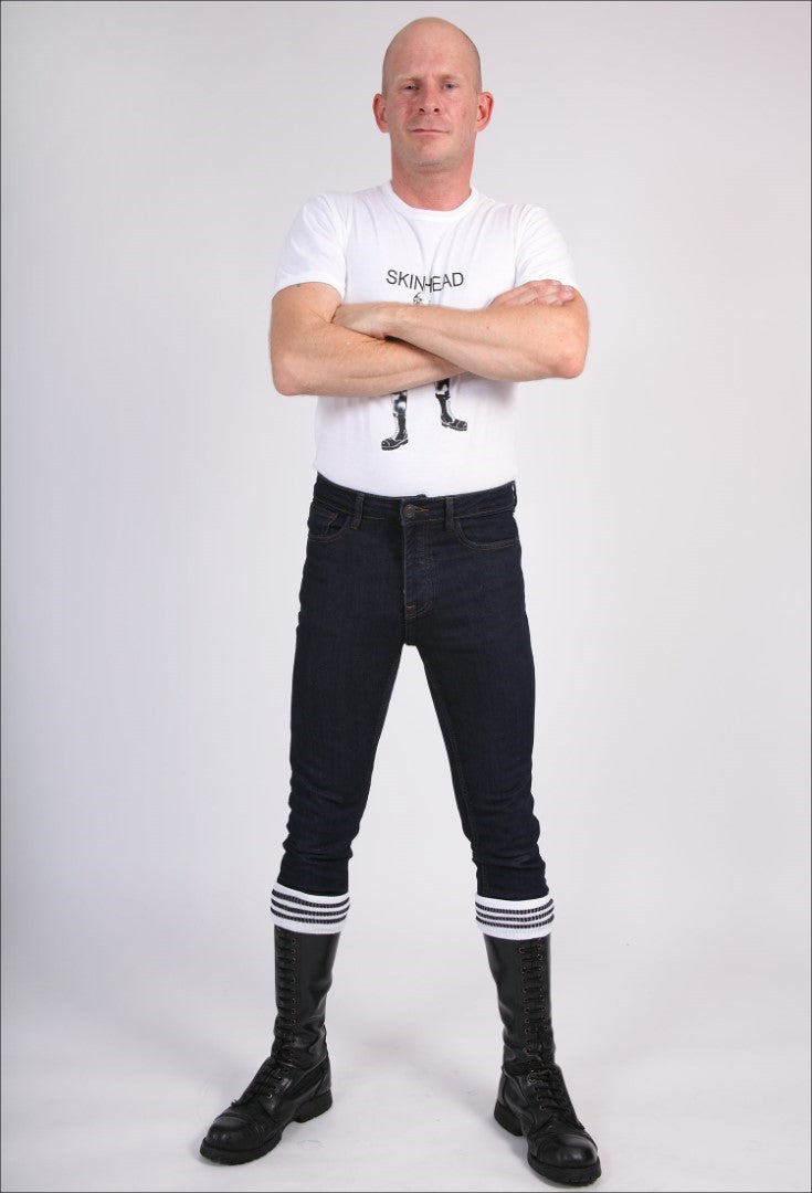 Skinny Fit Jeans aus Stretch-Denim in Dunkelblau mit durchgehendem Reißverschluss auf der Rückseite