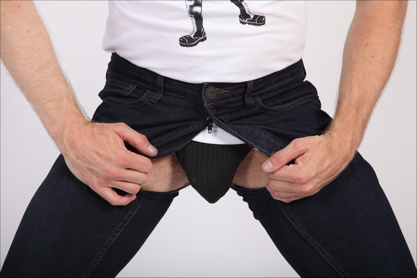 Jean en denim stretch coupe skinny bleu clair avec fermeture éclair au dos et sur toute la longueur