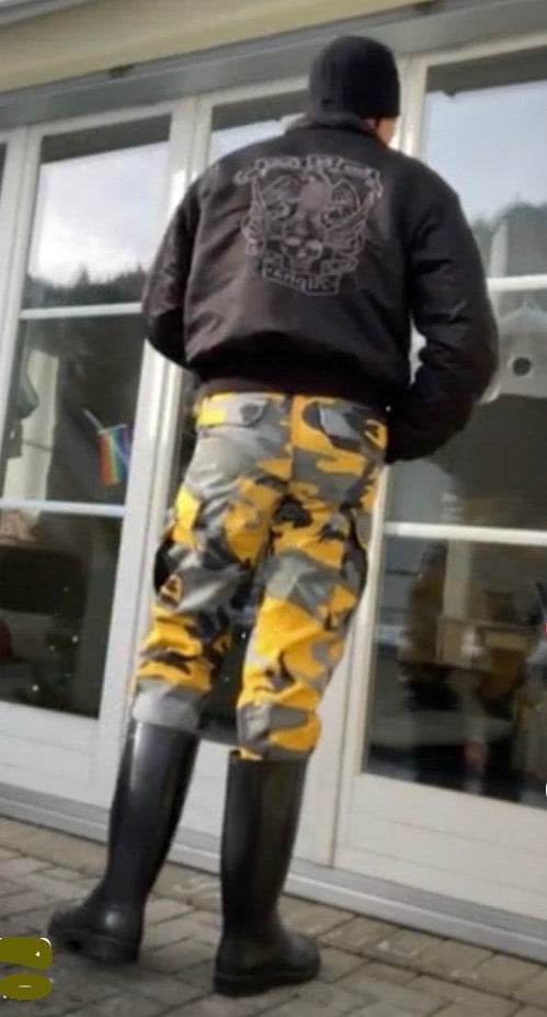 Kampfhose - Gelbes Camouflage mit durchgehendem Reißverschluss auf der Rückseite