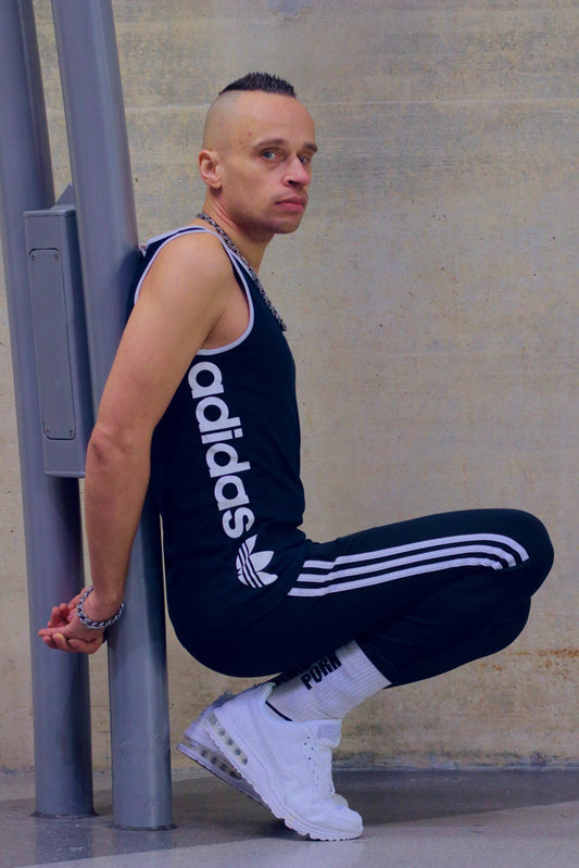 Adidas track suit bottoms "Sereno" - Navy with back/full zip (new)