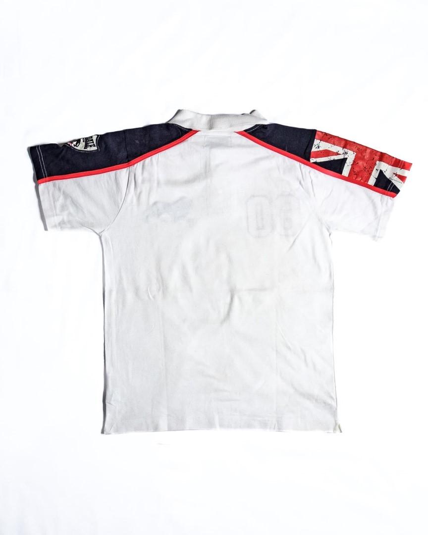 🔥 Lonsdale polo shirt white with patches S