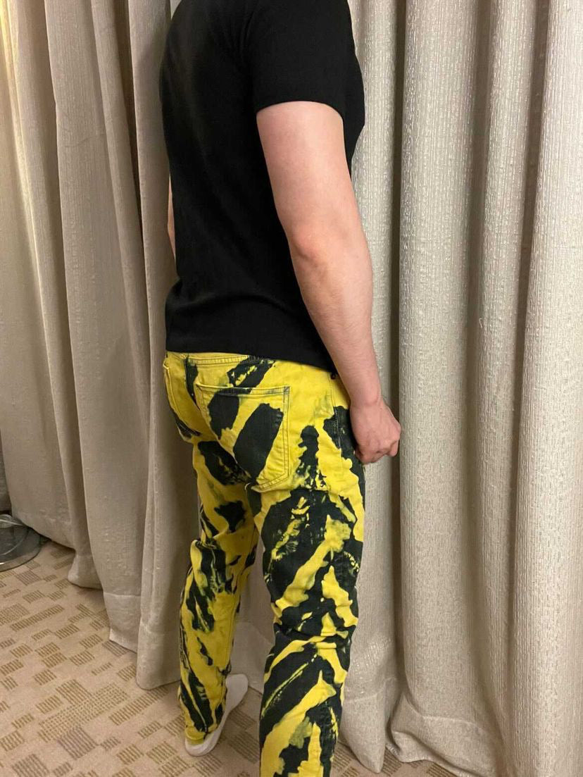 Décolorants en denim stretch, coupe skinny jaune