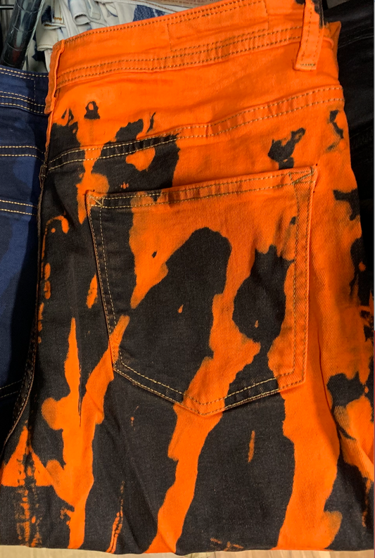 🔥 New - Skinny fit stretch denim Bleachers, Orange with back/full zip