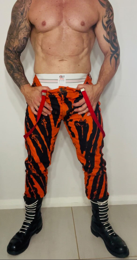 🔥 New - Skinny fit stretch denim Bleachers, Orange with back/full zip