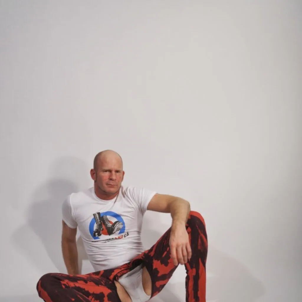Skinny fit stretch denim bleachers, Red with back/full zip
