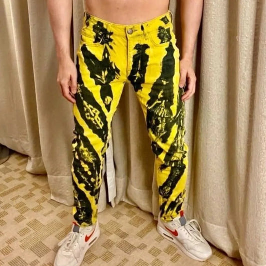 Skinny fit stretch denim Bleachers, Yellow with back/full zip