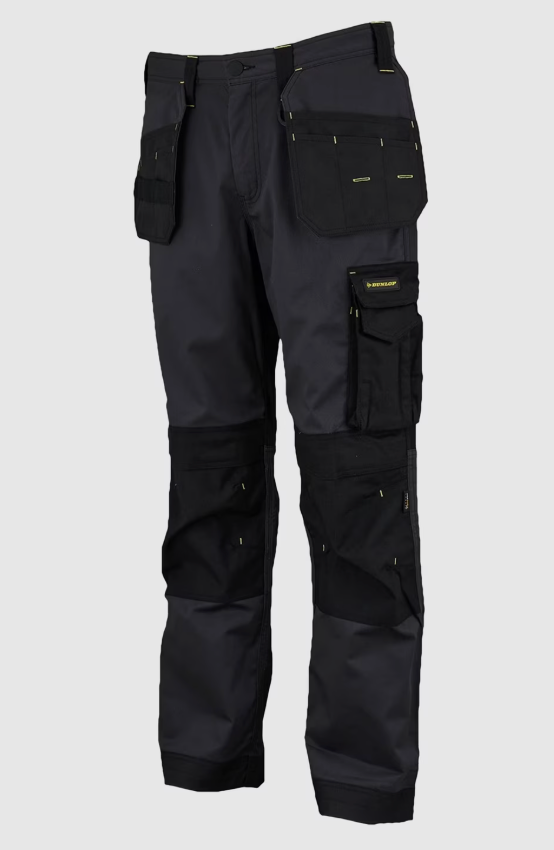Dunlop On Site Pantalon avec dos et fermeture éclair complète - Gris/noir