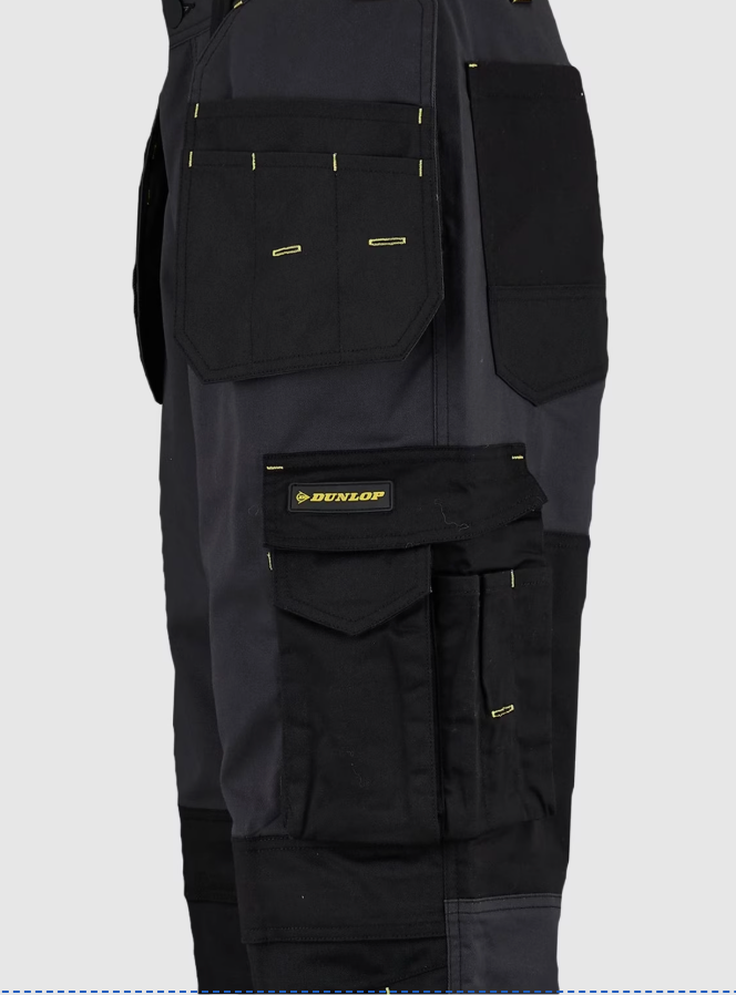 Dunlop On Site Pantalon avec dos et fermeture éclair complète - Gris/noir