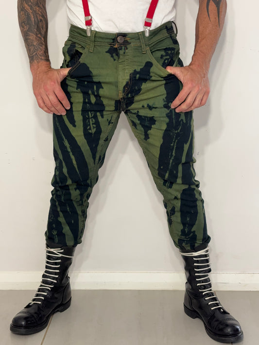 🔥 - Slim fit stretch denim bleachers, Green