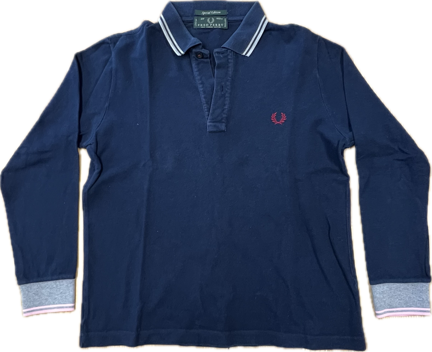 🔥 Fred Perry polo shirt navy blue long sleeve - 40"