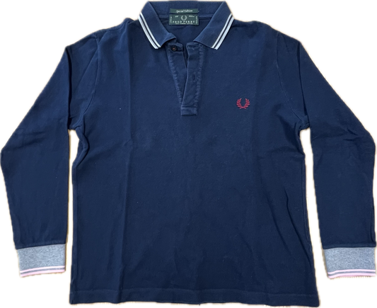 🔥 Fred Perry polo shirt navy blue long sleeve - 40"