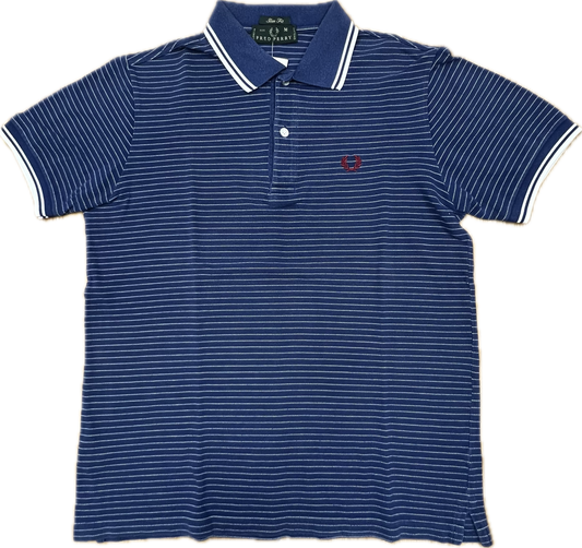 🔥 Fred Perry polo shirt blue (white pin-stripe) M