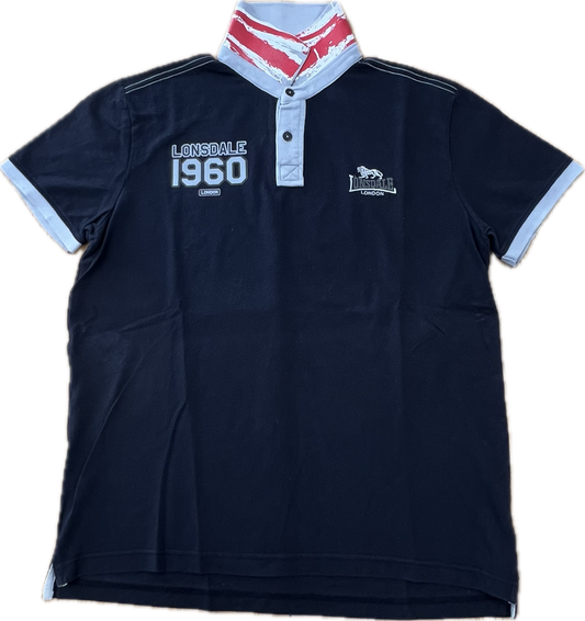 🔥 Lonsdale polo shirt black L - Union Jack Collar