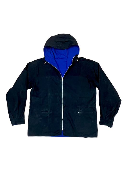 🔥 Reversible Hooded Rain Jacket Black/Blue - Medium/Large