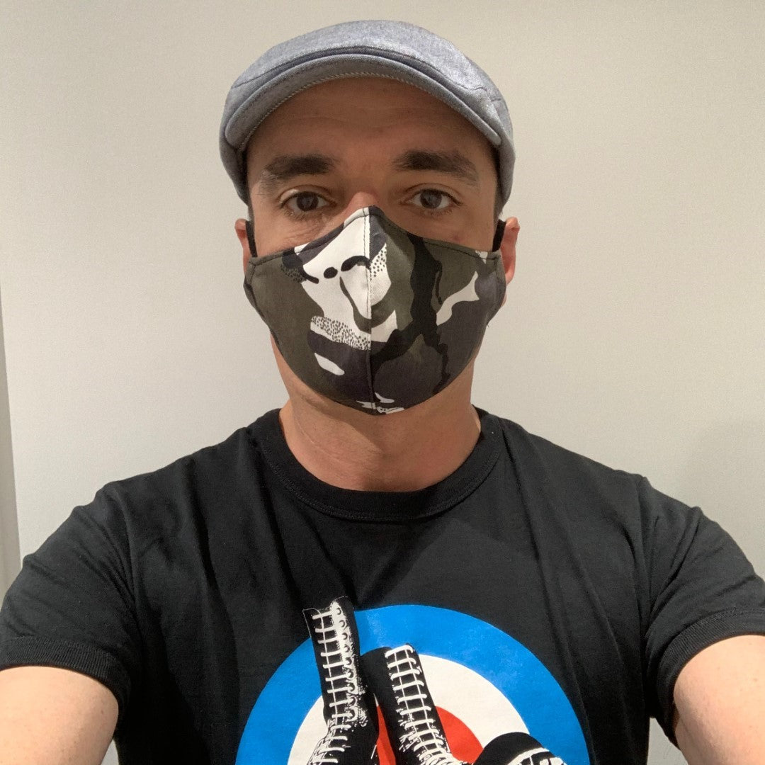 Gesichtsmaske Denim, Camouflage &amp; Prints mit eingebautem Filter