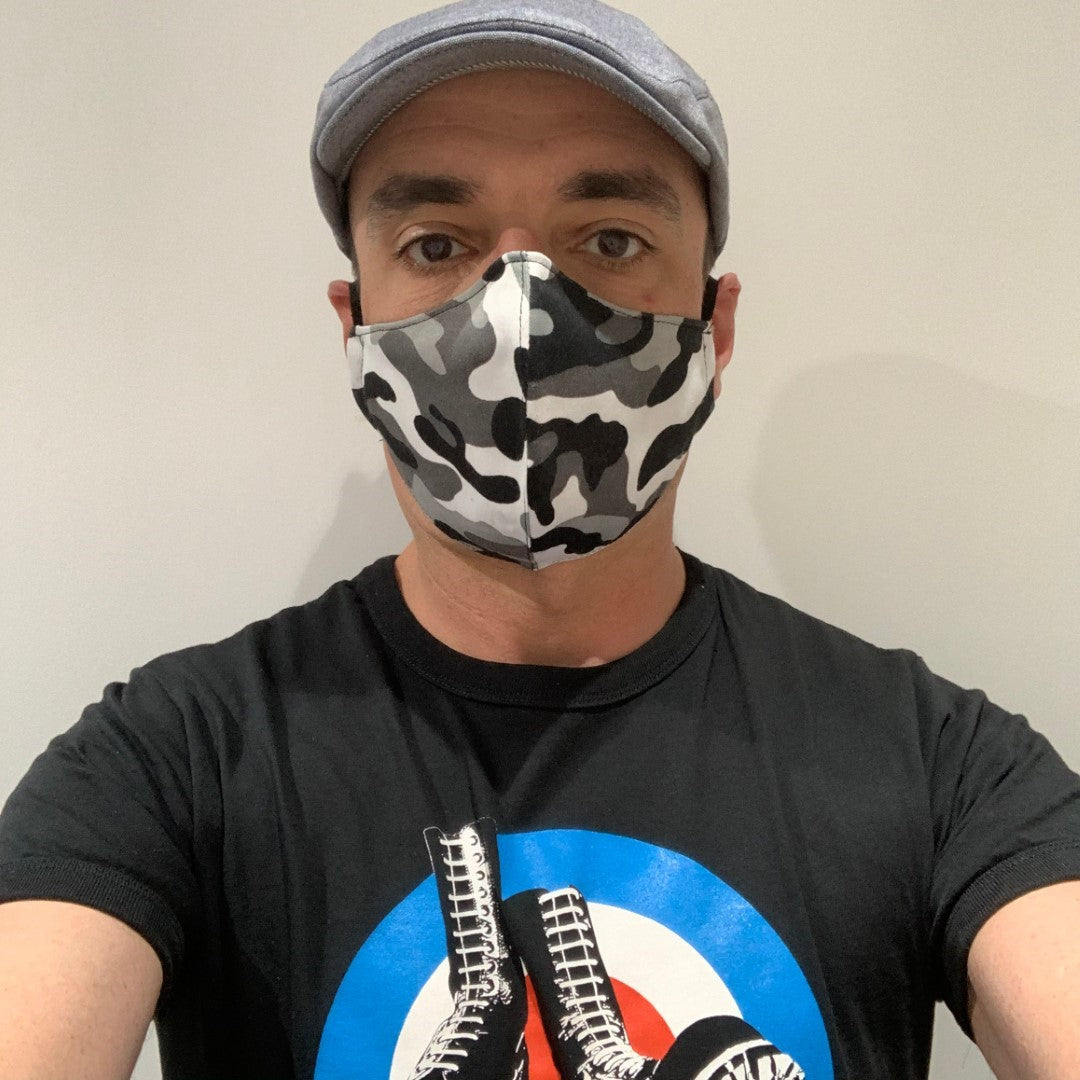 Gesichtsmaske Denim, Camouflage &amp; Prints mit eingebautem Filter
