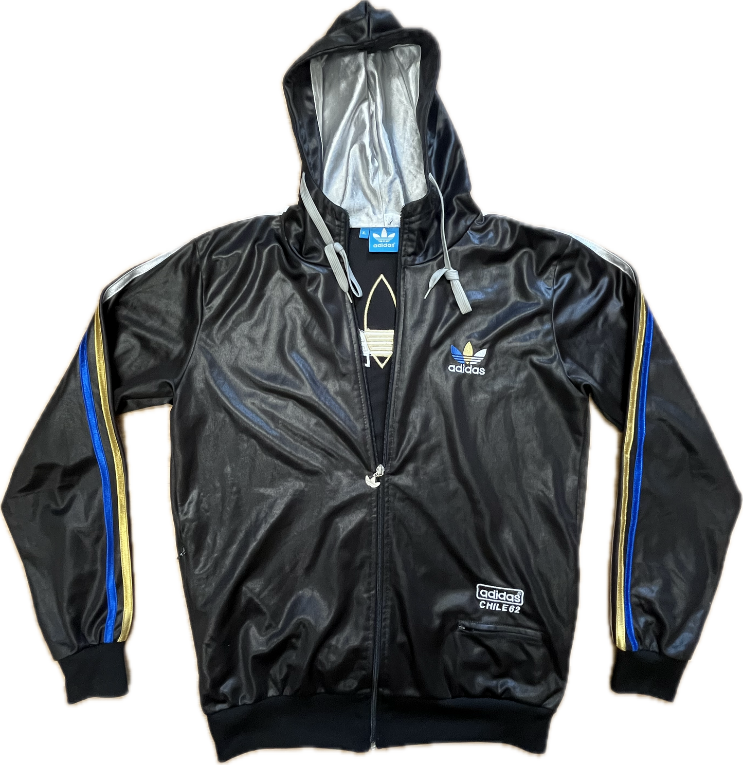 🔥 ADIDAS CHILE JACKET XL – BLACK WITH COLOURFUL STRIPES