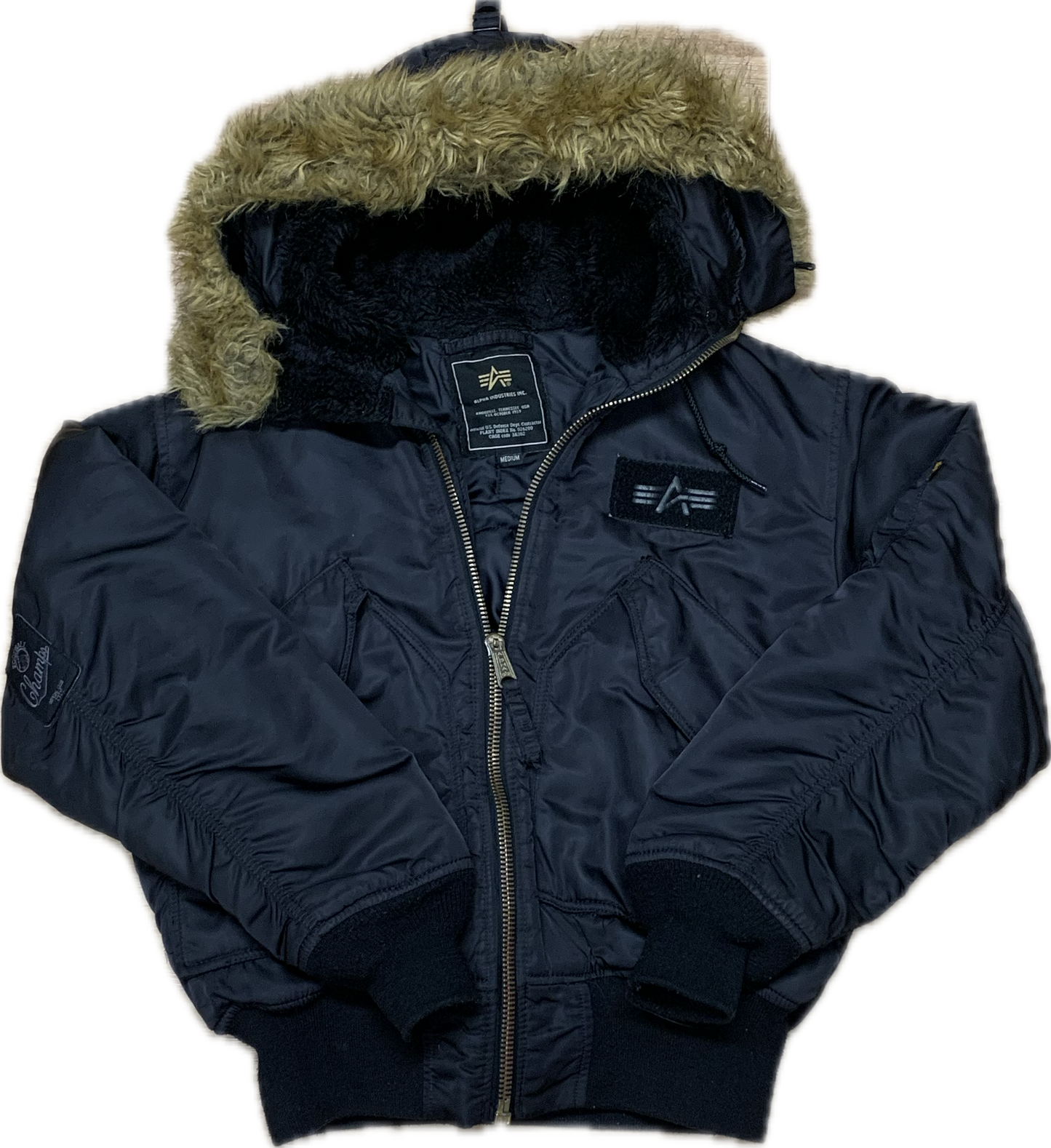 🔥 Alpha Industries hooded CWU-45 flight jacket Medium - Black