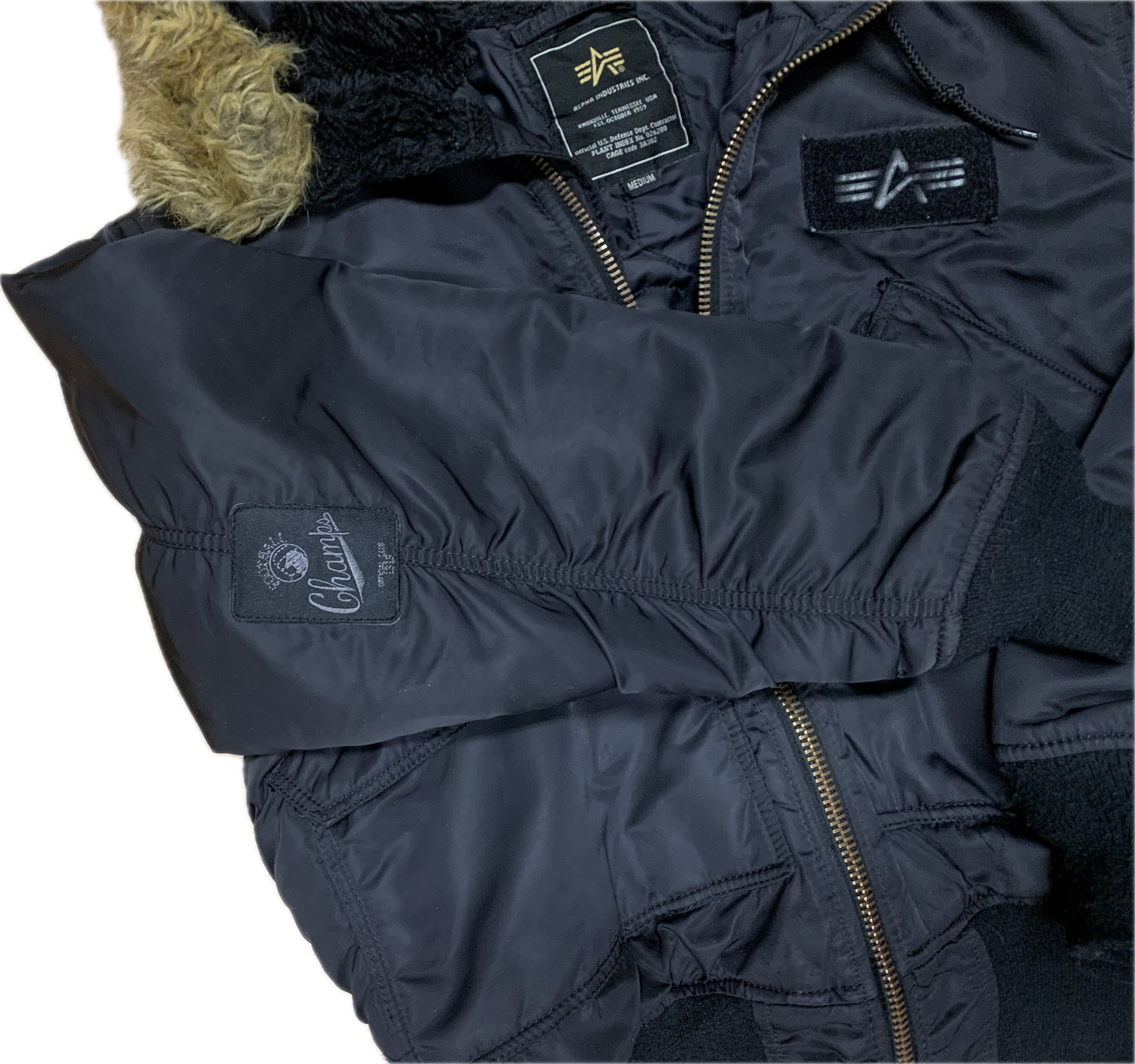 🔥 Alpha Industries hooded CWU-45 flight jacket Medium - Black