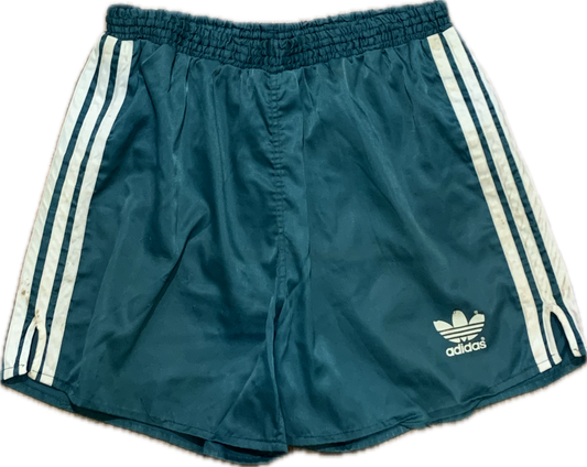 Adidas satin football petrol green shorts Medium