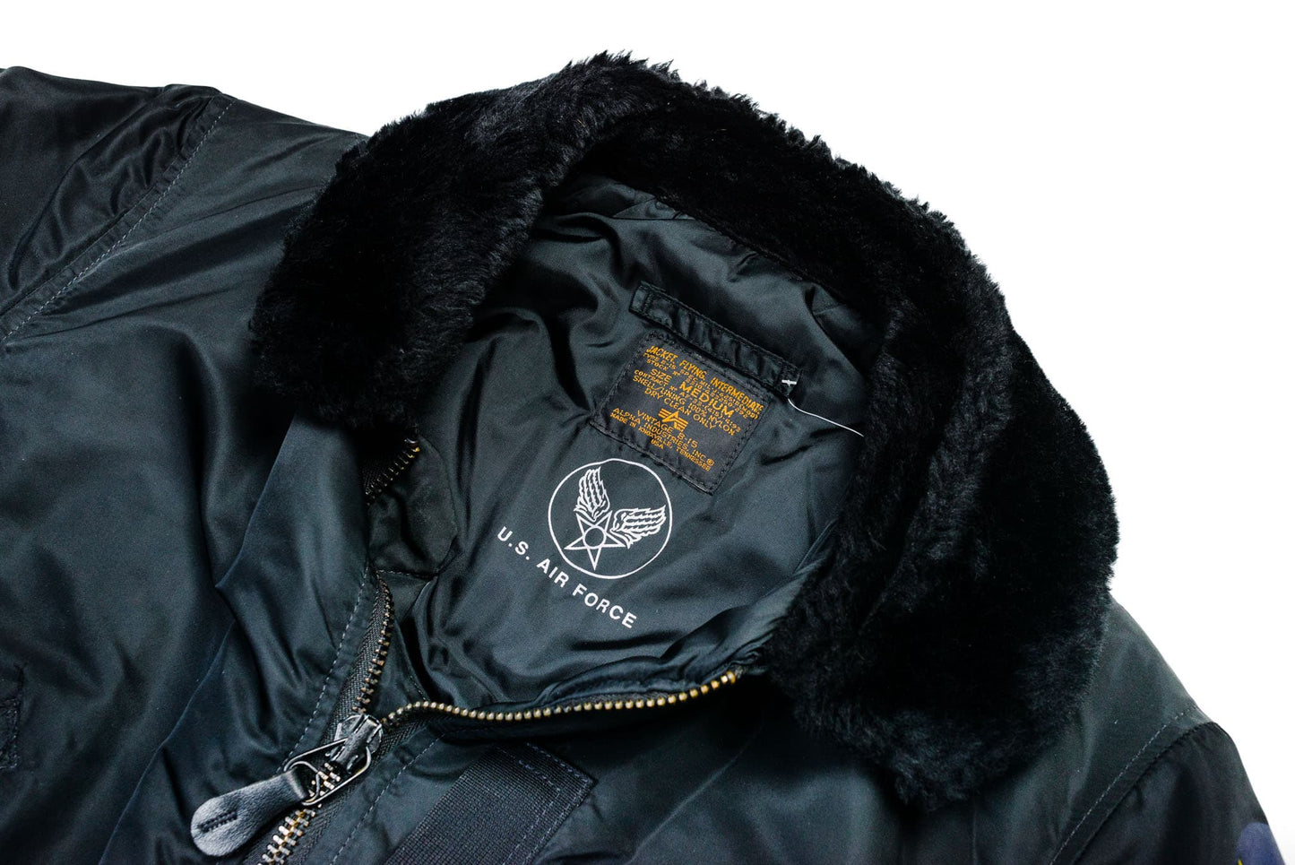 Alpha Industries CWU-45p flight jacket Medium - Black winter collar