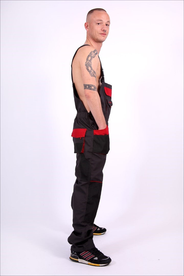 Bib and brace overalls - grey with back and full zip