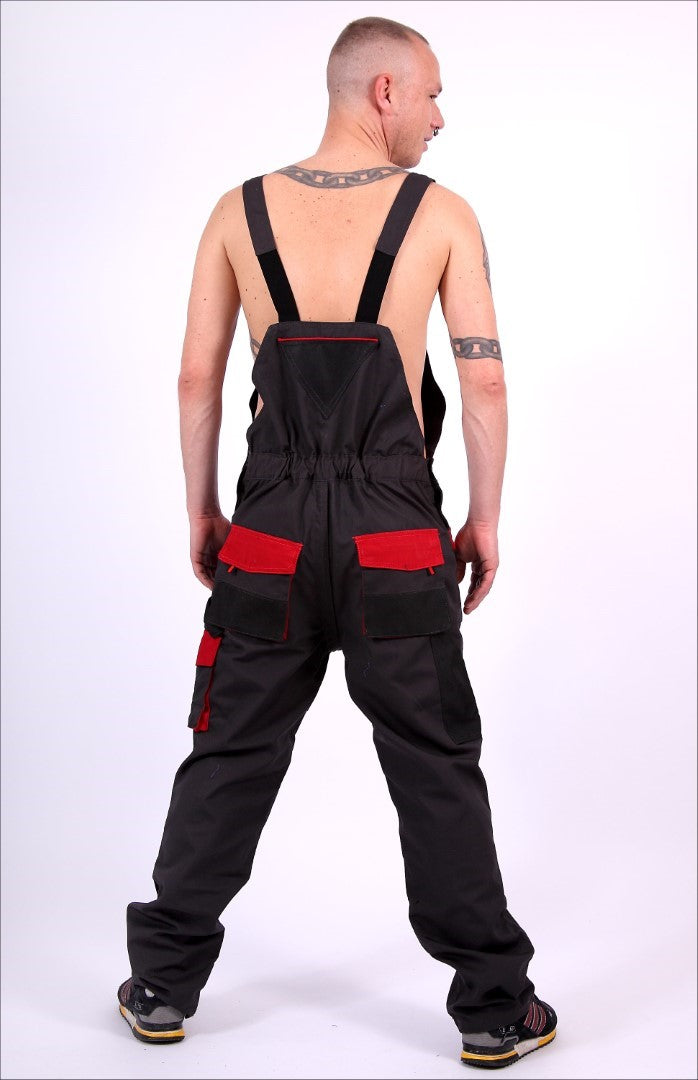 Bib and brace overalls - grey with back and full zip