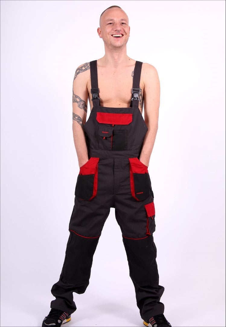 Bib and brace overalls - grey with back and full zip