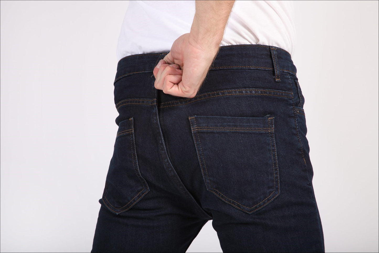 Skinny fit stretch denim jeans dark blue with back/full zip
