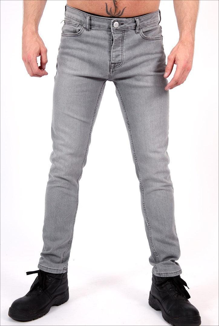 Skinny Fit Jeans aus Stretch-Denim in Grau mit durchgehendem Reißverschluss auf der Rückseite