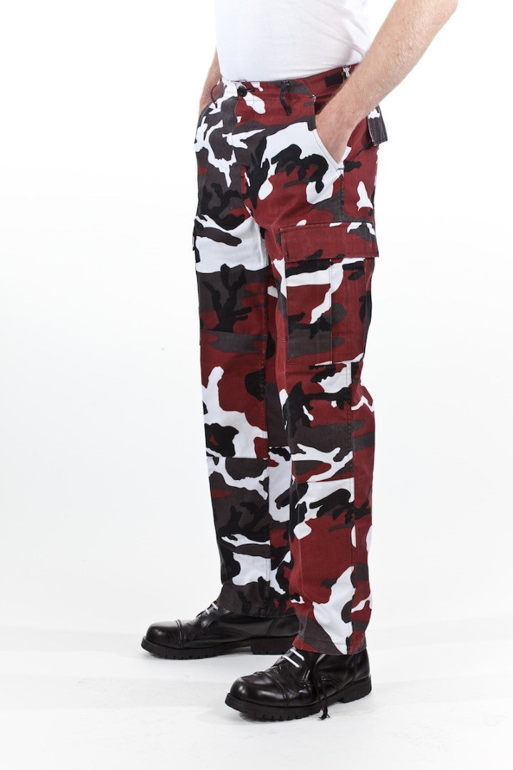 Combat trousers red camouflage with back/full zip