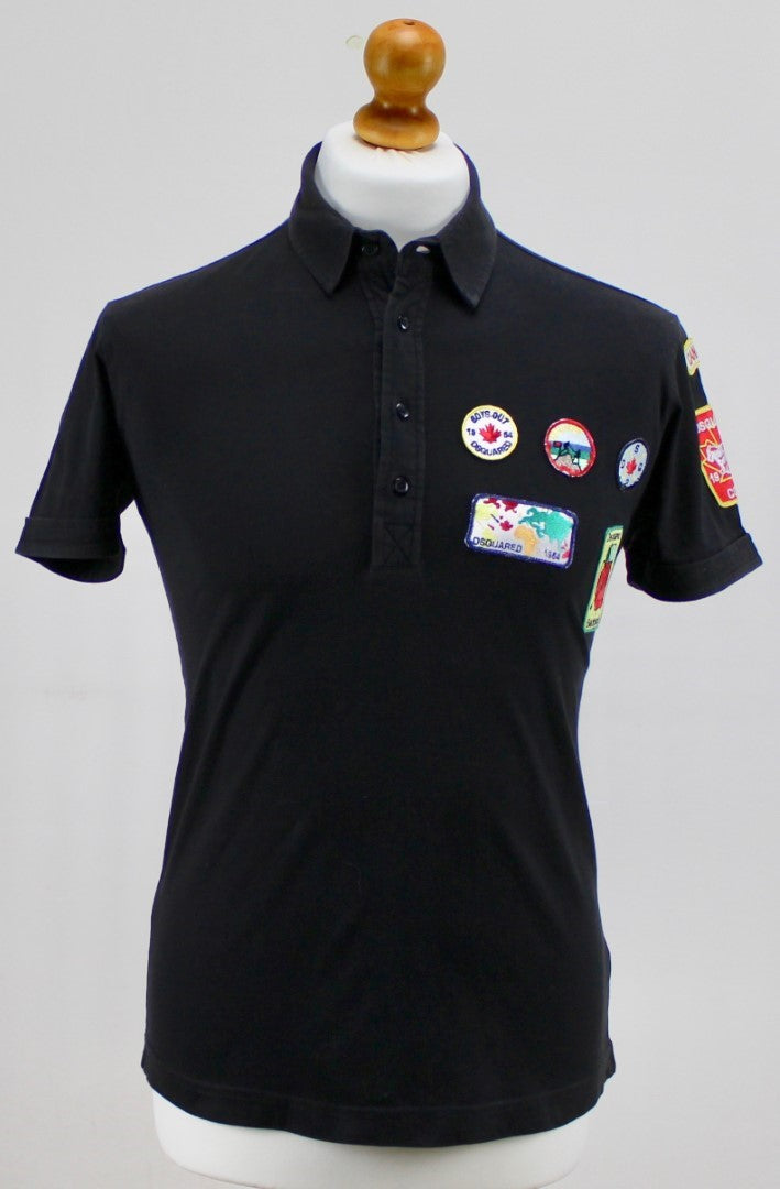 🔥 Dsquared Polo Shit Black With Patches Large