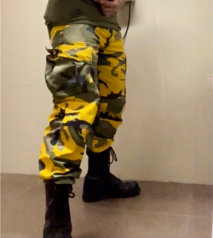 Kampfhose - Gelbes Camouflage mit durchgehendem Reißverschluss auf der Rückseite