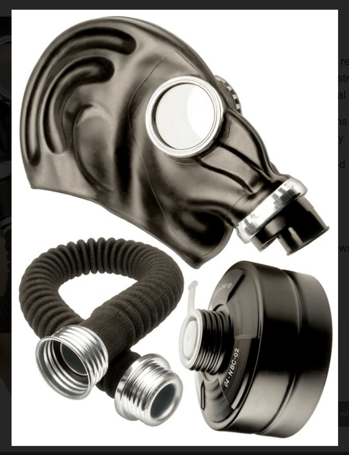 Ensemble masque à gaz russe noir GP5
