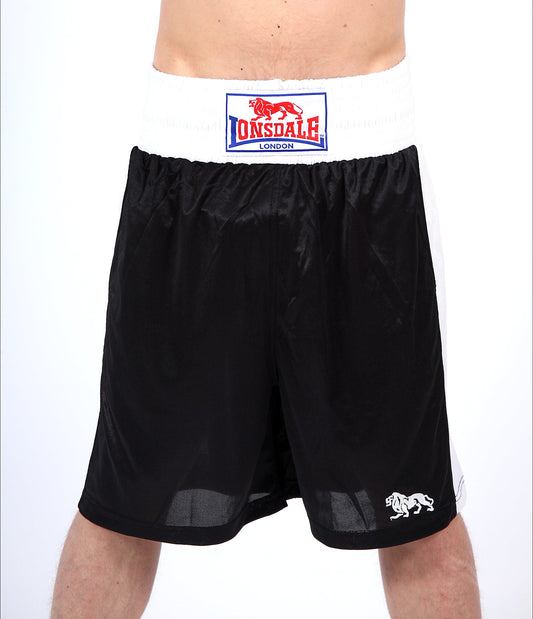 Lonsdale Short de boxe noir avec dos et fermeture éclair complète