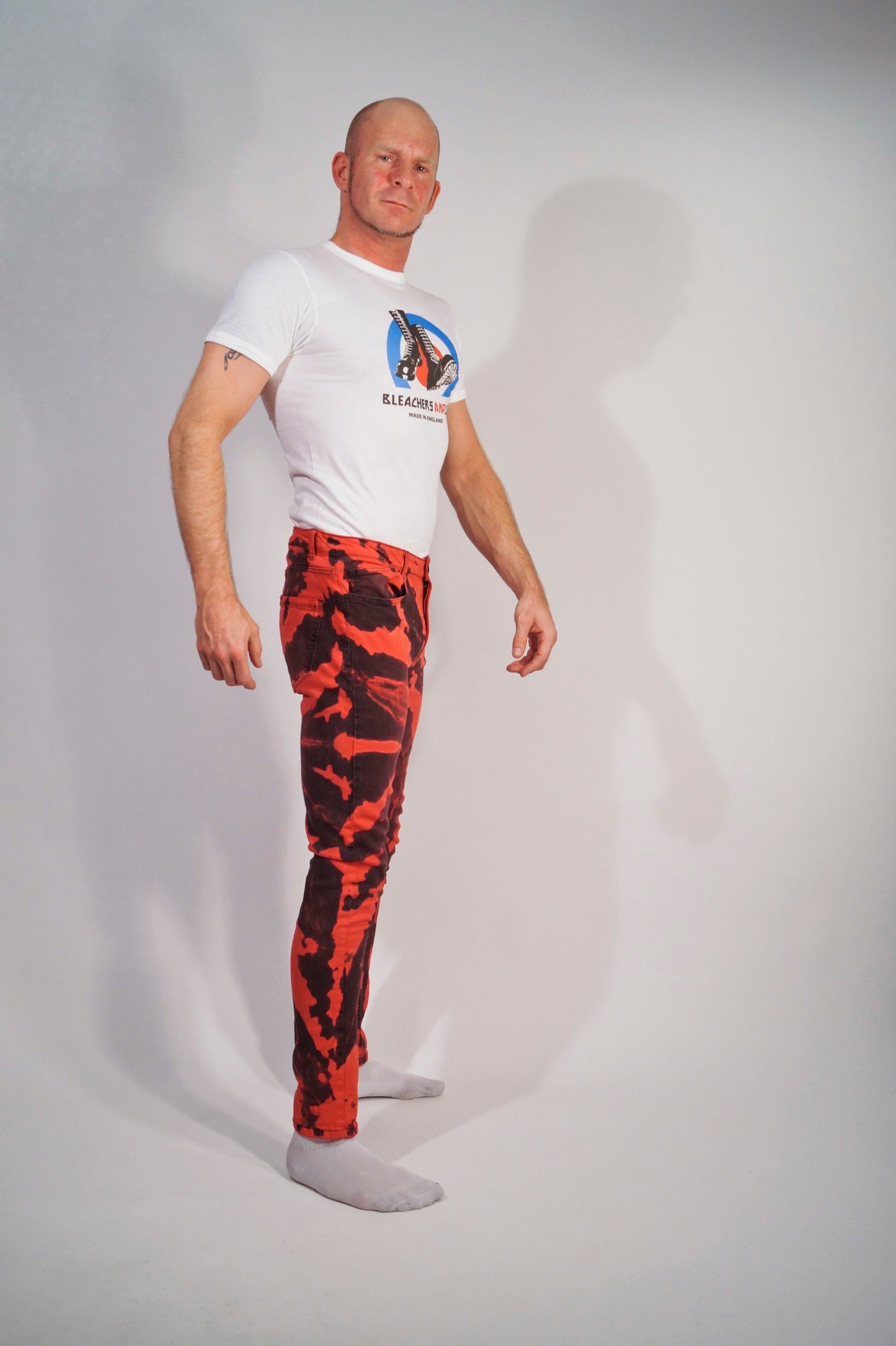 Décolorants en denim stretch, coupe skinny rouge