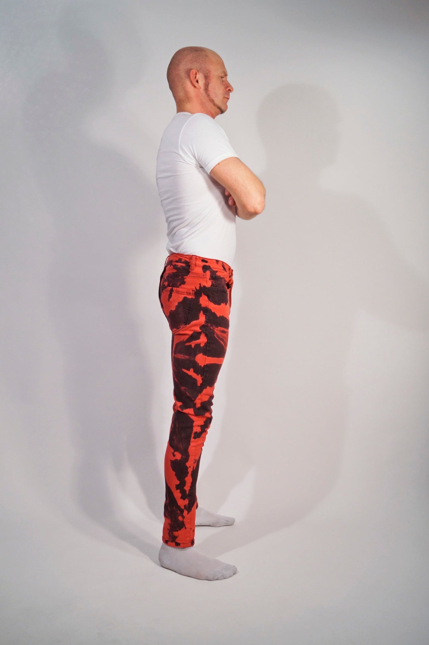 Décolorants en denim stretch, coupe skinny rouge