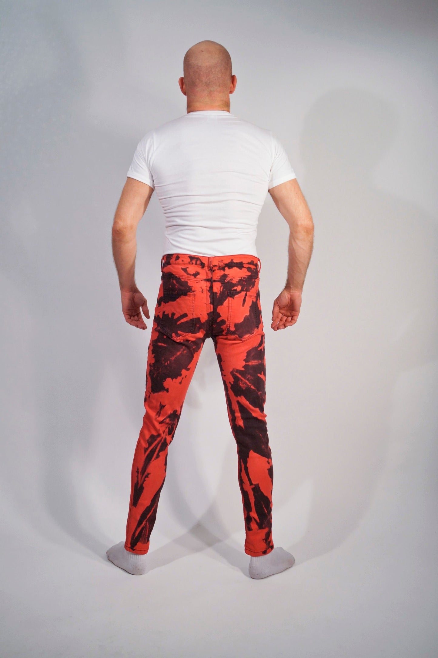 Décolorants en denim stretch, coupe skinny rouge